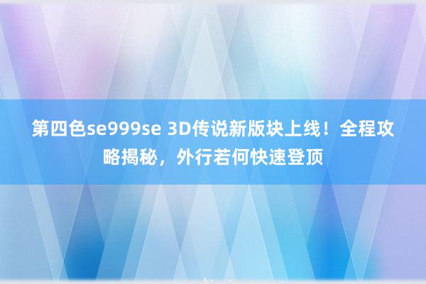 第四色se999se 3D传说新版块上线！全程攻略揭秘，外行若何快速登顶