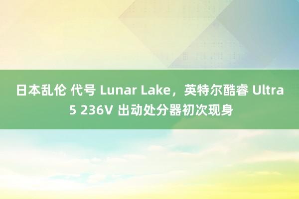 日本乱伦 代号 Lunar Lake，英特尔酷睿 Ultra 5 236V 出动处分器初次现身