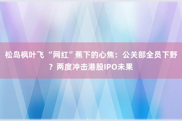 松岛枫叶飞 “网红”蕉下的心焦：公关部全员下野？两度冲击港股IPO未果