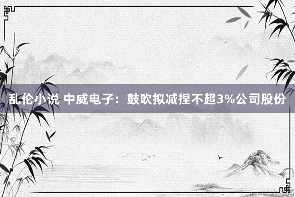 乱伦小说 中威电子：鼓吹拟减捏不超3%公司股份