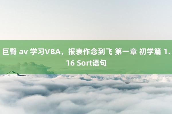 巨臀 av 学习VBA，报表作念到飞 第一章 初学篇 1.16 Sort语句